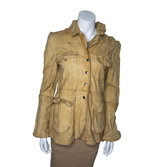 Jakett New York Jacket Women’s Small 100% Genuine Leather Button Tan Shacket - Picture 6 of 6